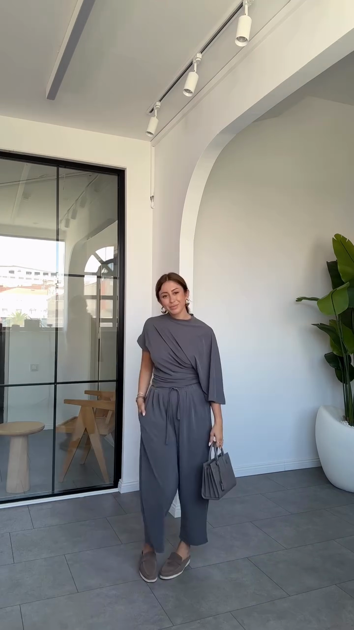 Asymmetric Top and Trousers Set