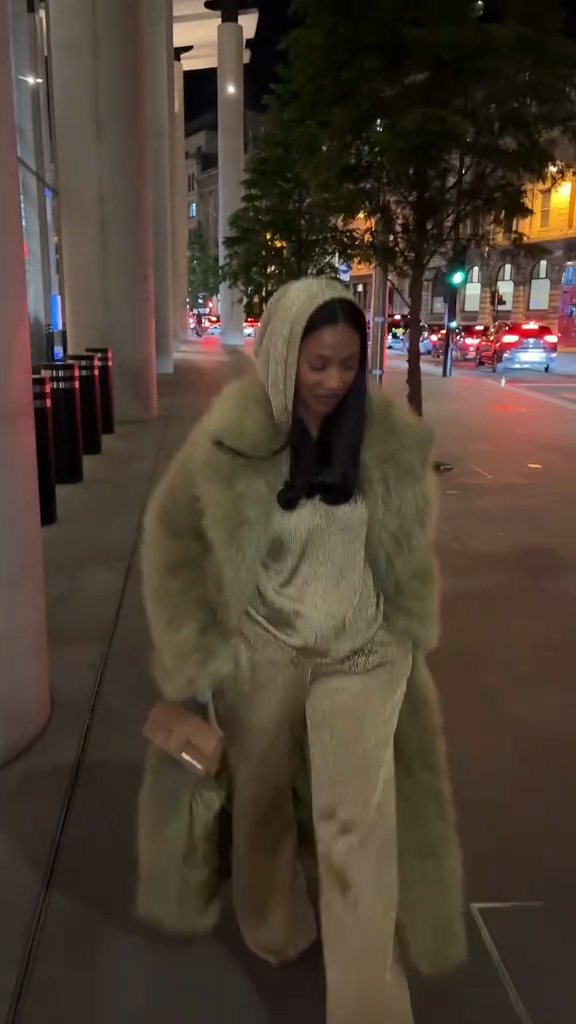 Light Green Faux Fur Hooded Coat