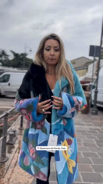 Colorful Floral - Printed Fur Coat