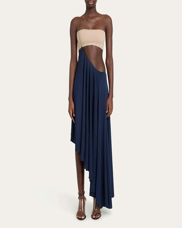 Asymmetric Full - Length Chiffon Skirt
