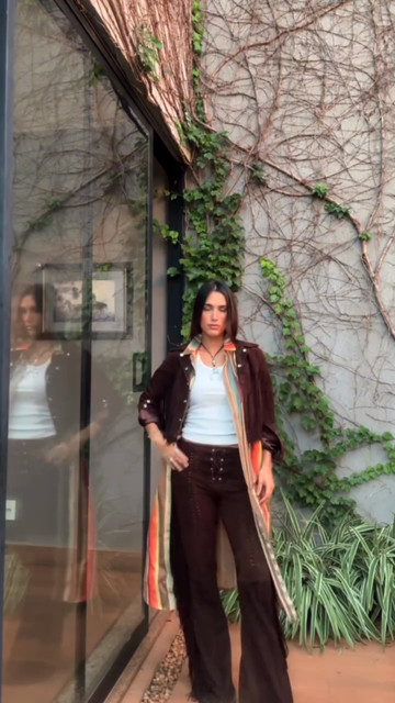 Brown Long - Jacket and Bootcut Pants Set