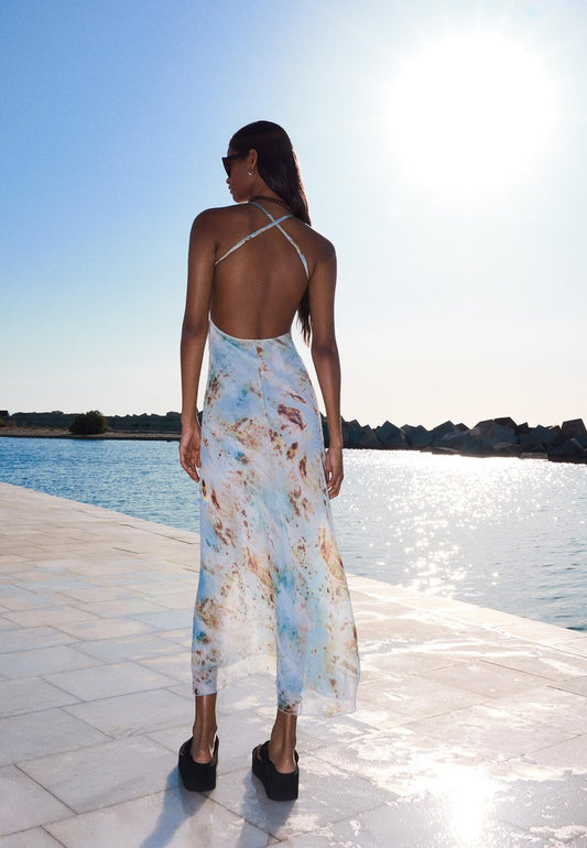 Tie - Dye Spaghetti - Strap Maxi Dress