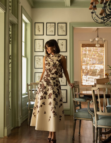 Floral Print Two - piece Set (Crop Top and Midi Skirt)