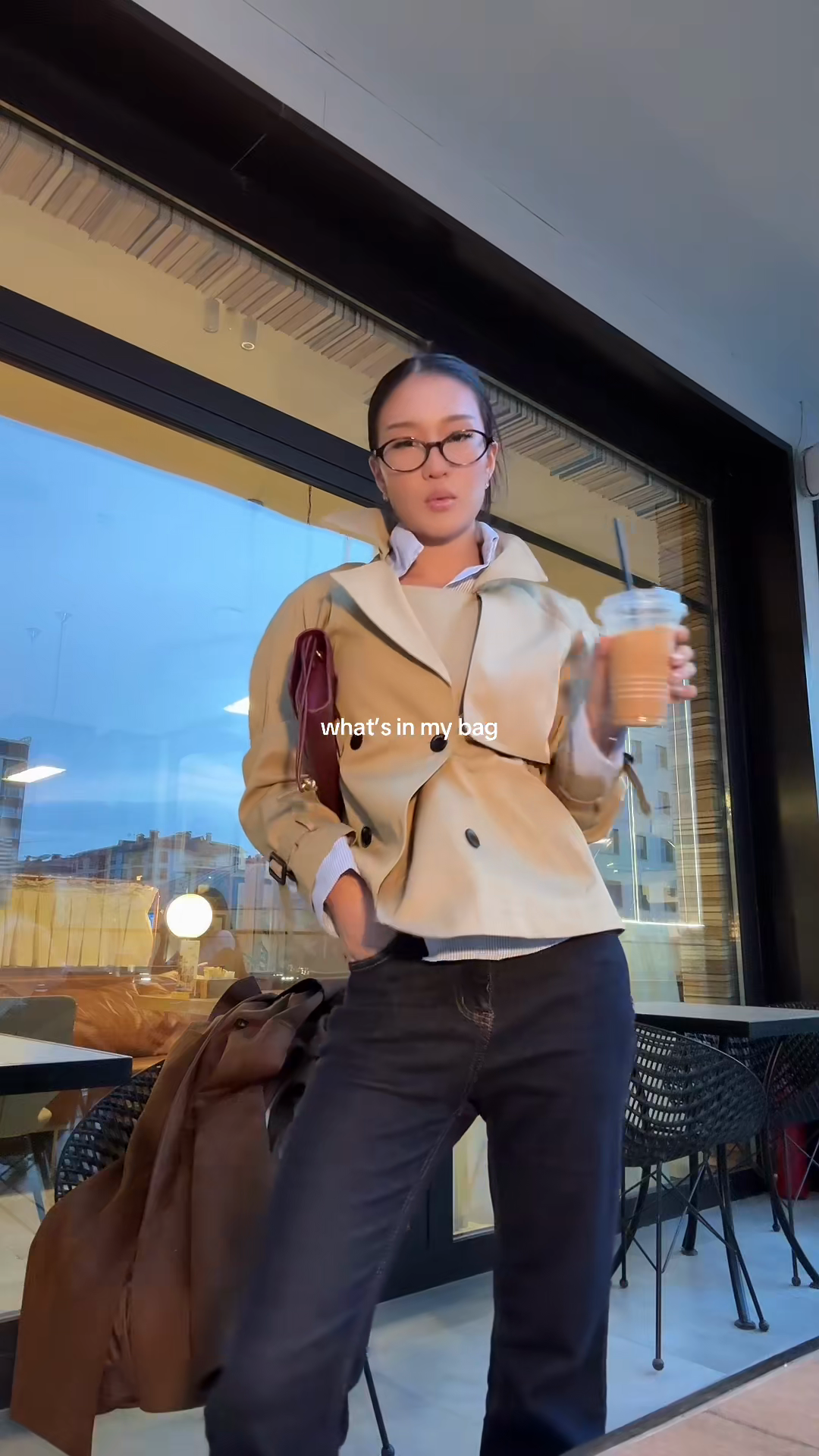 Beige Cropped Trench Jacket