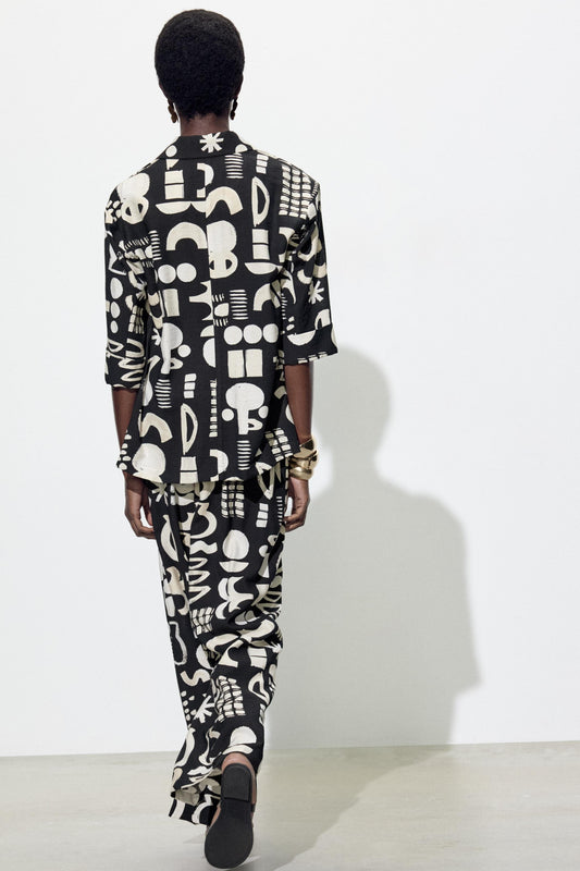 Black and White Abstract Print Matching Set