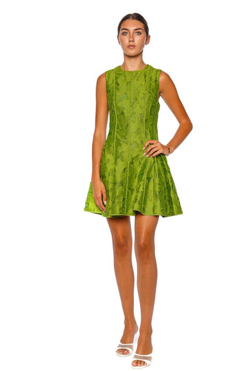 Sleeveless Green Embroidered Mini Dress