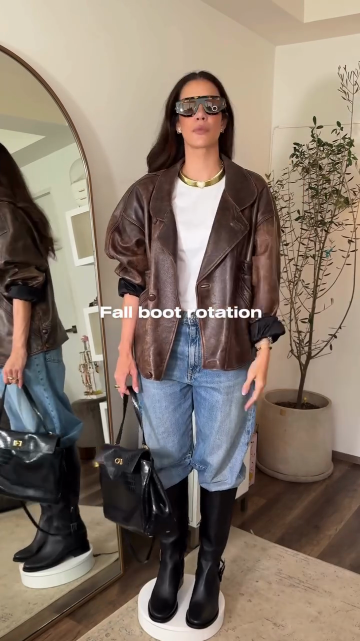 Brown Oversized Leather Jacket