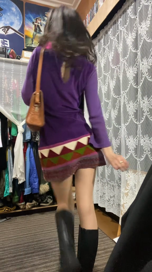 Purple Embroidered Mini Dress