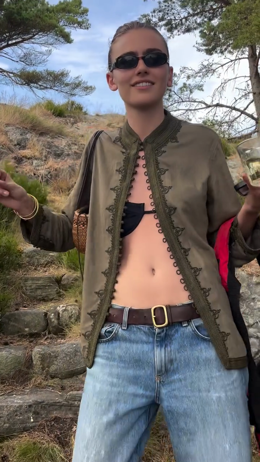 Olive Green Embroidered Top