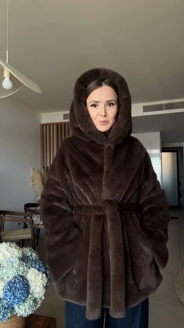 Brown Faux Fur Hooded Coat