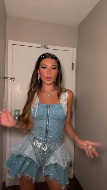 Embellished Light Blue Denim Mini Dress