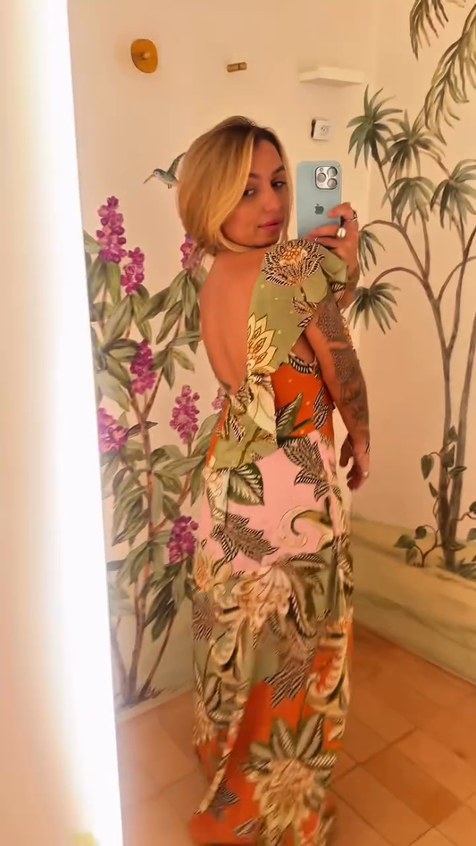 Color - Block Floral Wrap - Style Maxi Dress