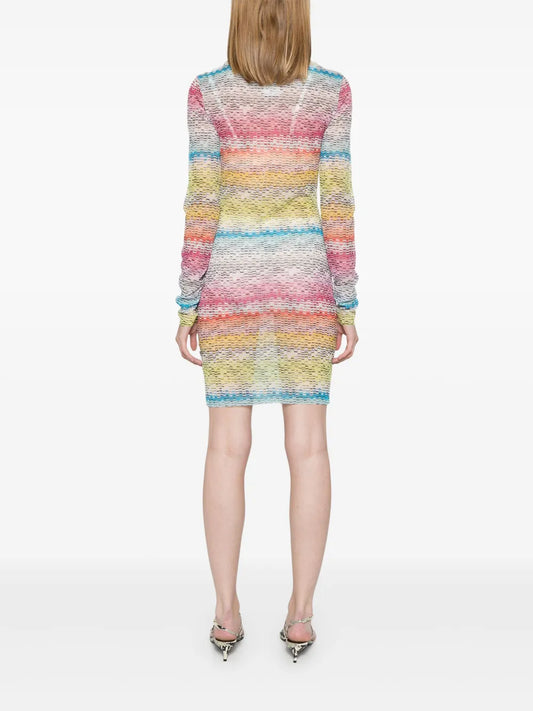 Colorful Striped Knit Bodycon Dress