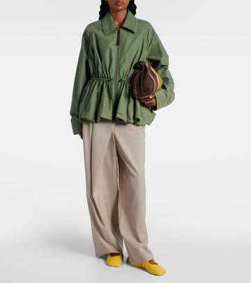 Green Peplum Jacket with Contrast Panel