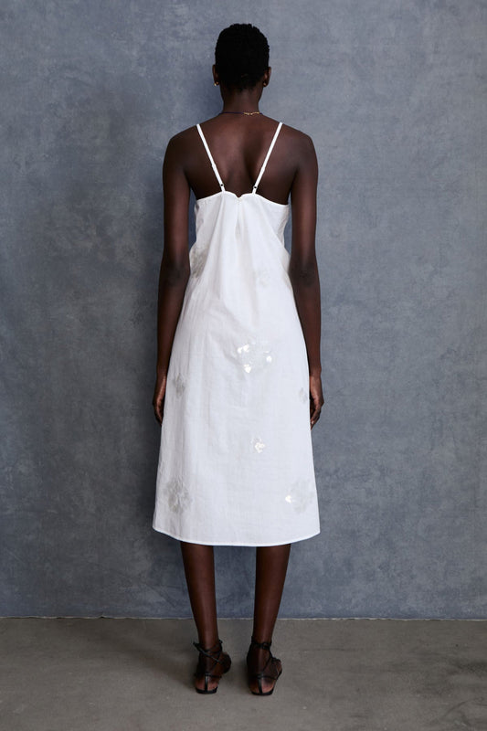 White Sequin - Embellished Slip Dress