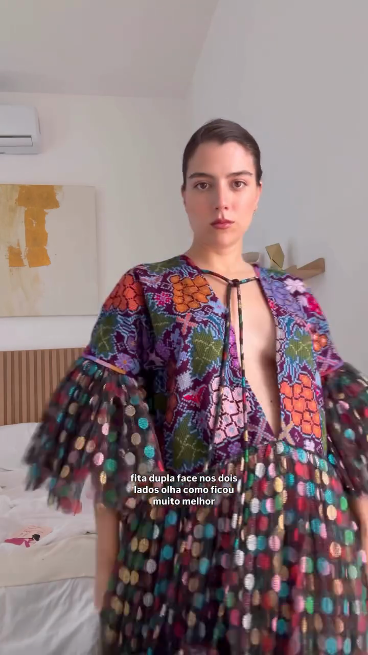 Colorful Embroidered Polka Dot Maxi Dress