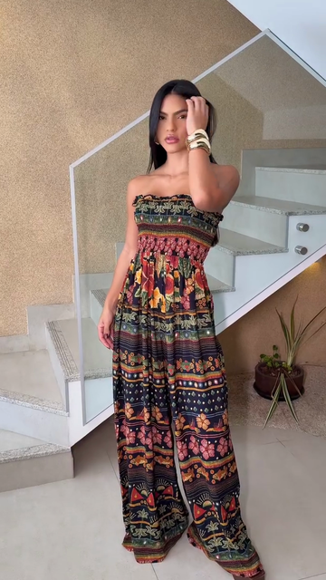 Bohemian - Style Strapless Jumpsuit