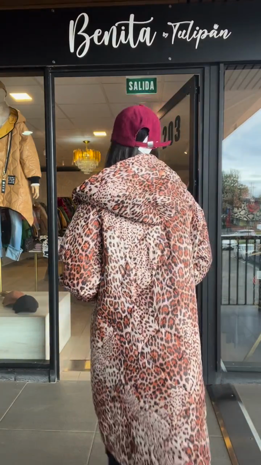 Leopard - Print Puffer Jacket