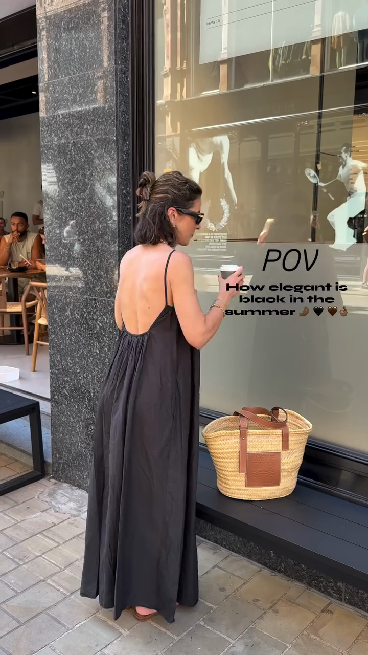 Black Spaghetti Strap Maxi Dress