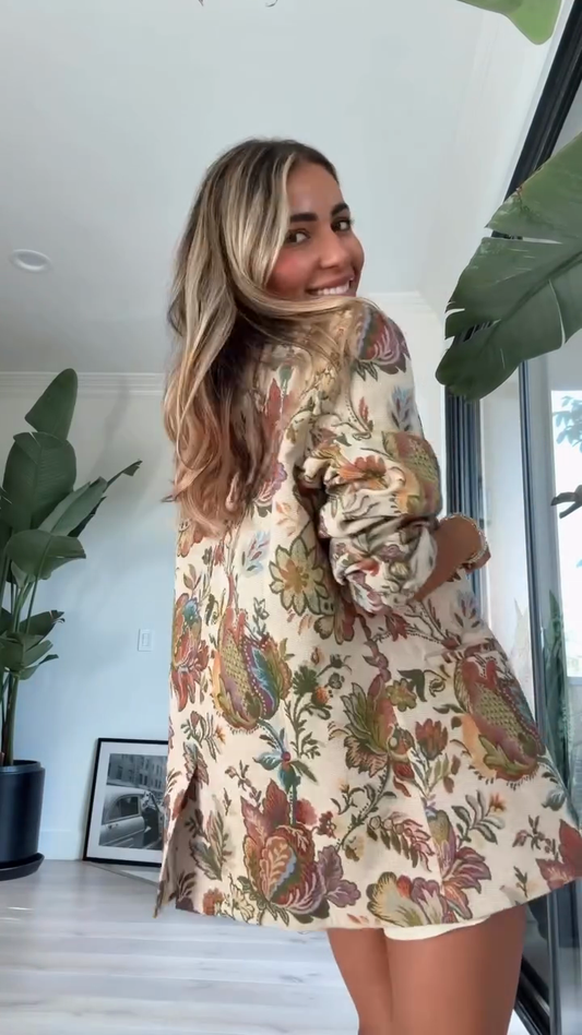 Floral  Print Oversized Blazer