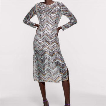 sequined herringbone dress