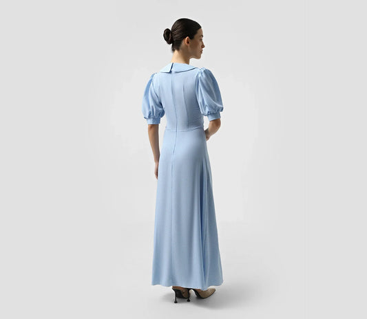 Polka Dot Puff - Sleeve Maxi Dress