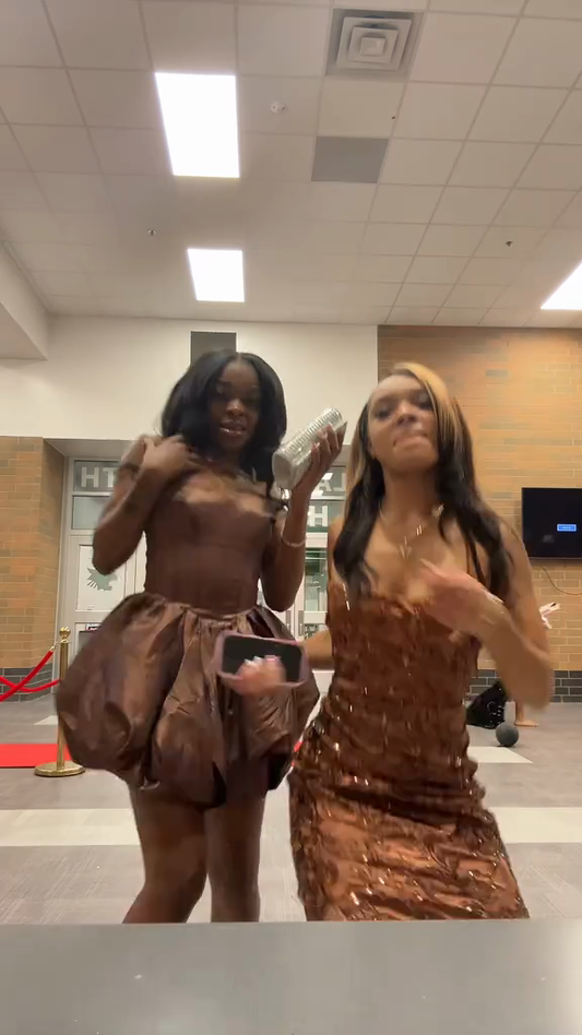 Brown Puff - Skirt Mini Dress