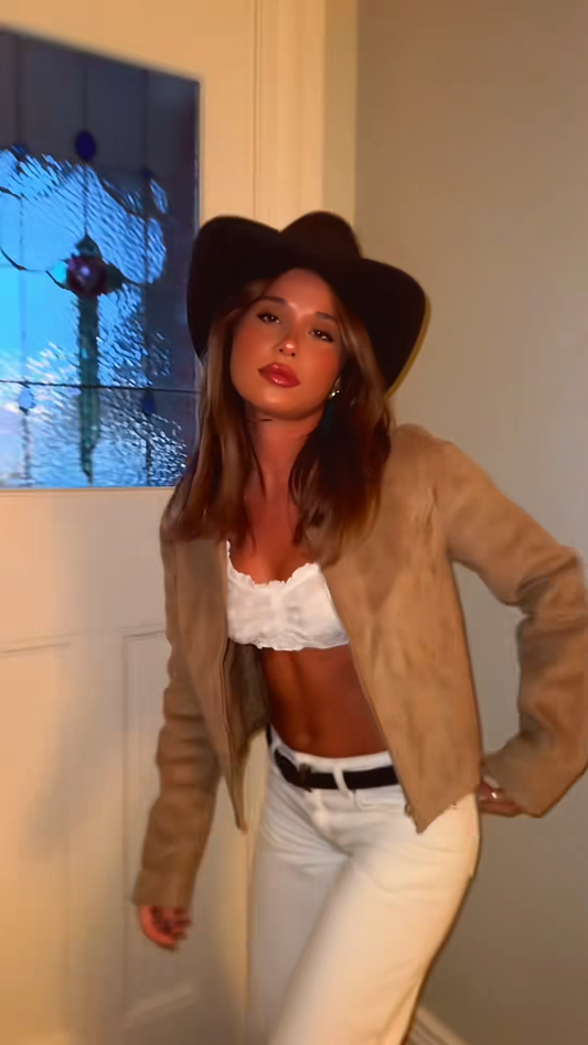 Tan Suede Cropped Jacket