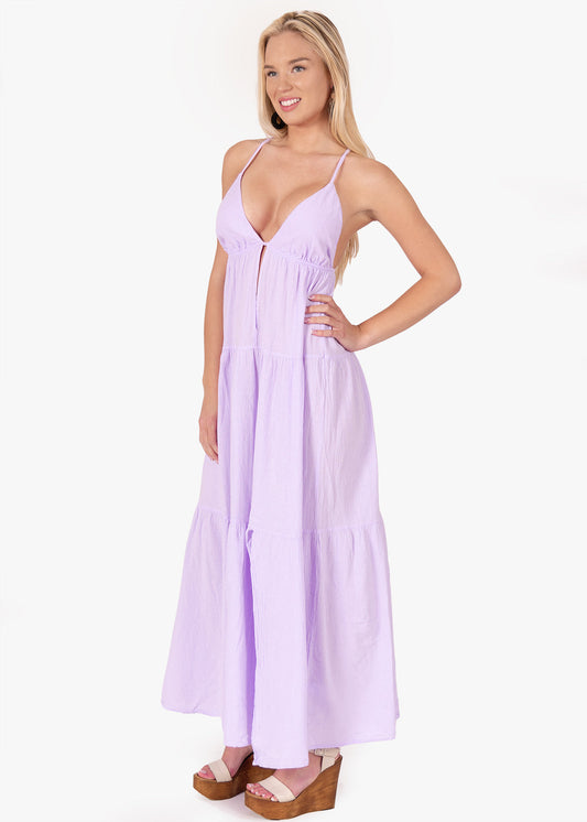 Halter - Neck Tiered Maxi Dress