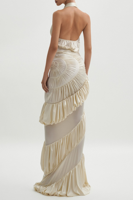 Halter neck low-cut maxi dress