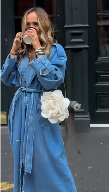Light Blue Denim Trench Coat