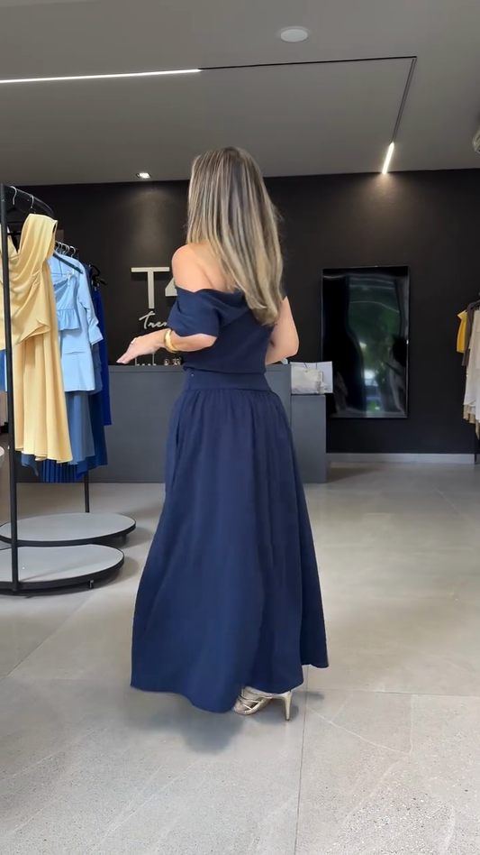 Navy One - shoulder Maxi Dress