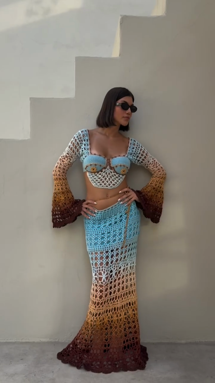 Gradient Crochet Two - piece Set