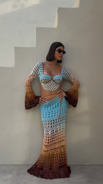 Gradient Crochet Two - piece Set
