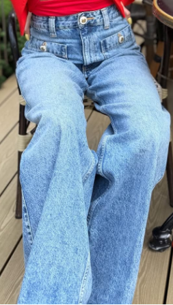 Blue High - Waisted Wide - Leg Jeans