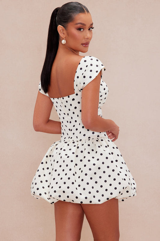 Polka Dot Cut - Out Mini Dress