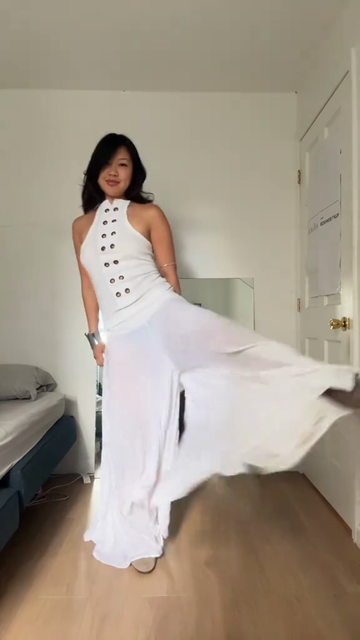 White Halter Top and Wide - Leg Pants Set