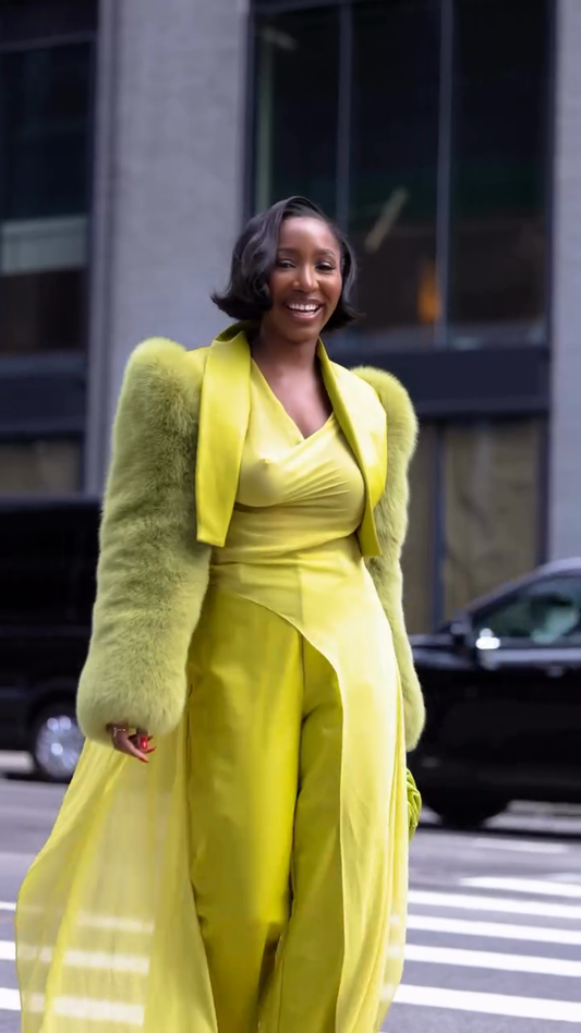 Jumpsuit with Faux Fur Trimmed Coat Set