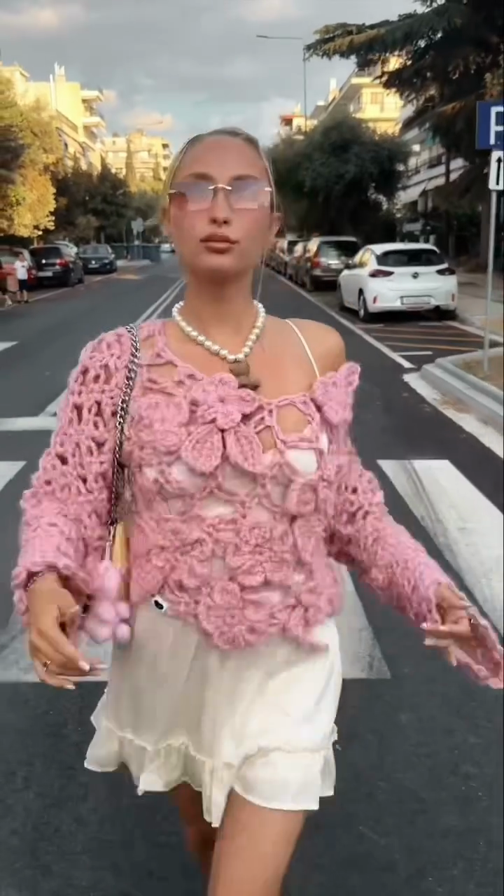 Pink Crochet Sweater