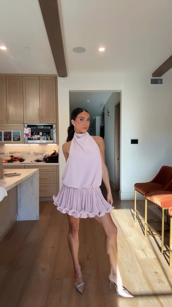 Light Pink Halter Neck Mini Dress