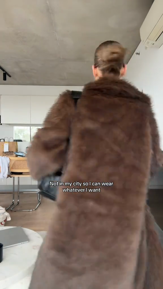 Brown Long Faux Fur Coat