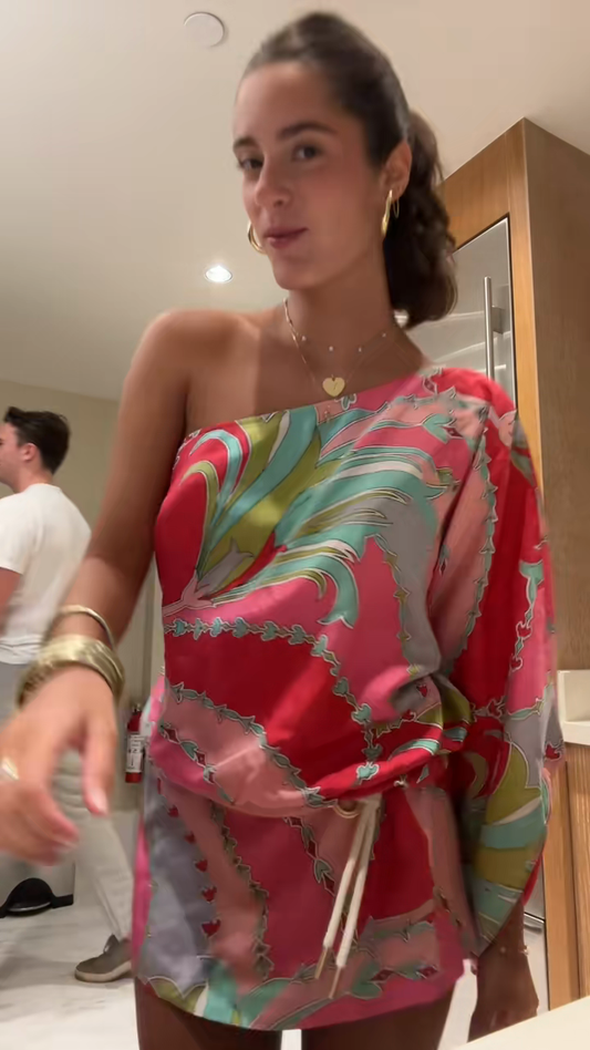 Colorful One - Shoulder Mini Dress