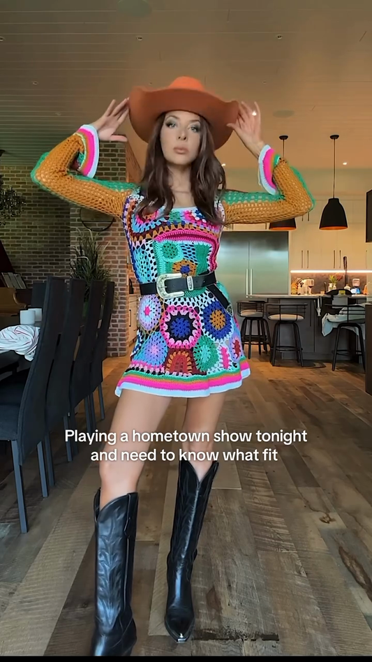 Colorful Crochet Patchwork Mini Dress