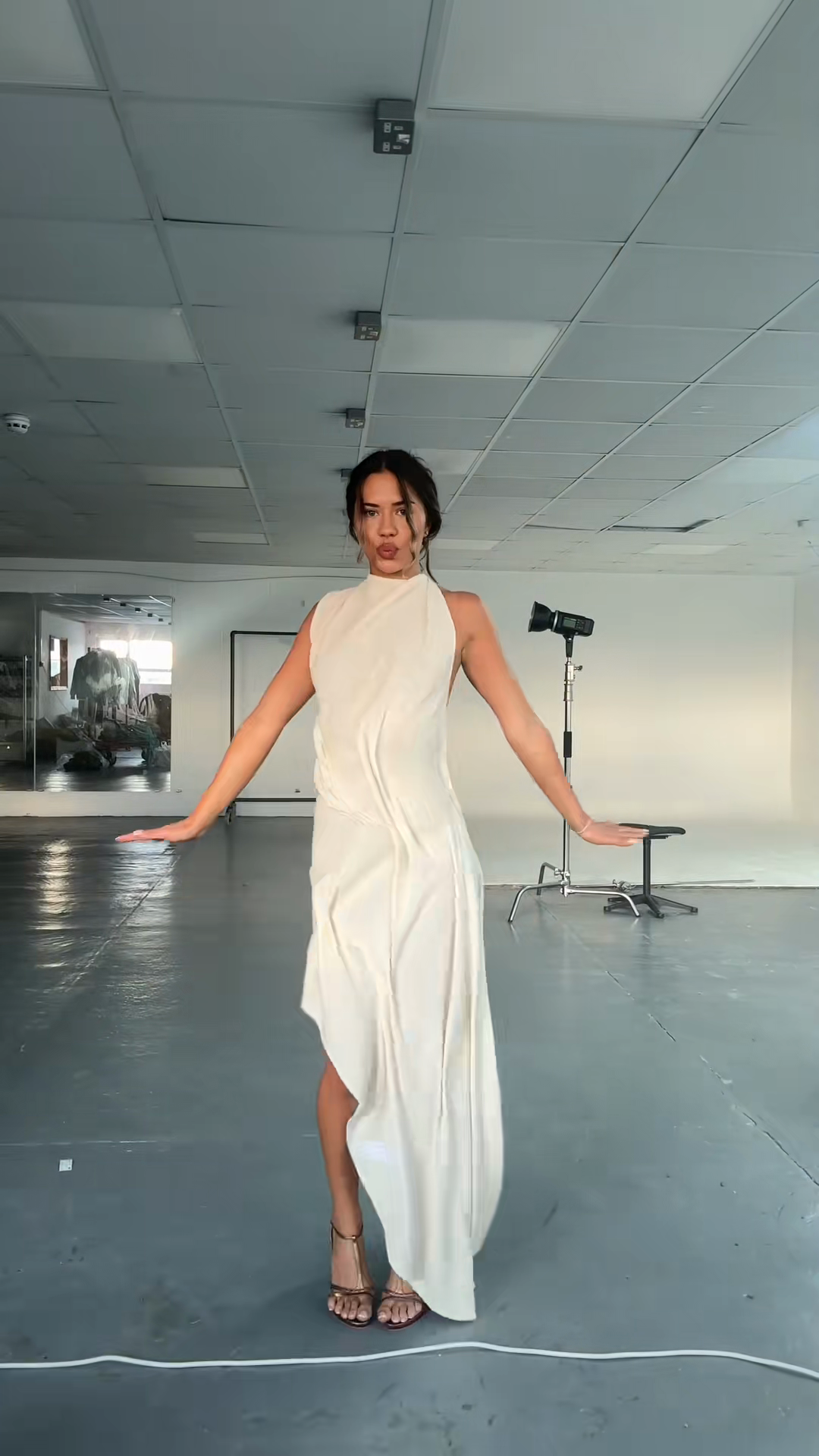 Asymmetric Halter - Neck Maxi Dress