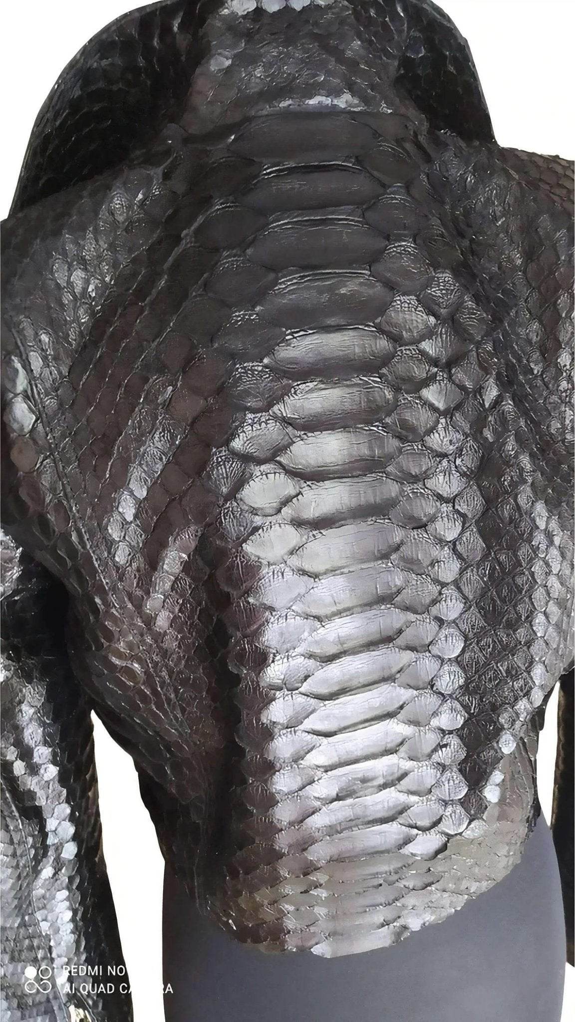 Black Python Snakeskin Leather Jacket for Women - LFM Fashion