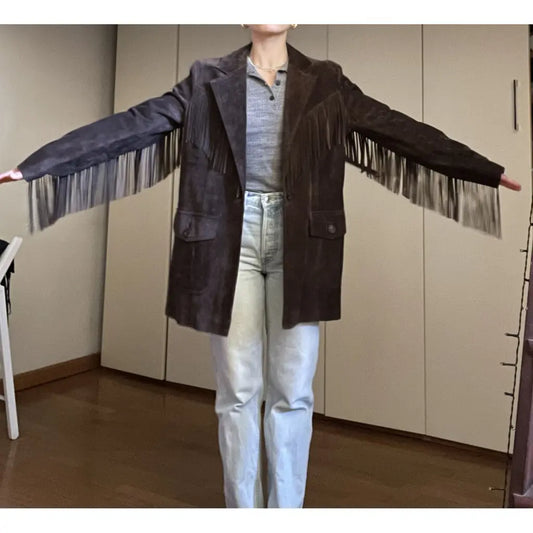 Suede Fringe Blazer