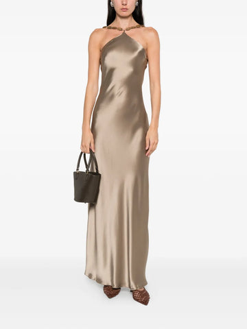 Satin Halter Maxi Dress