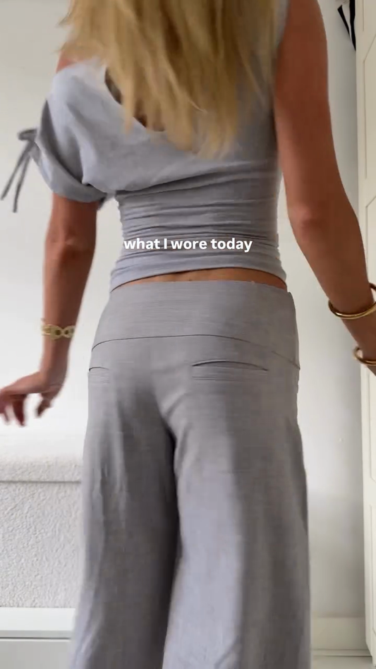 Grey Off Shoulder Two Piece Set