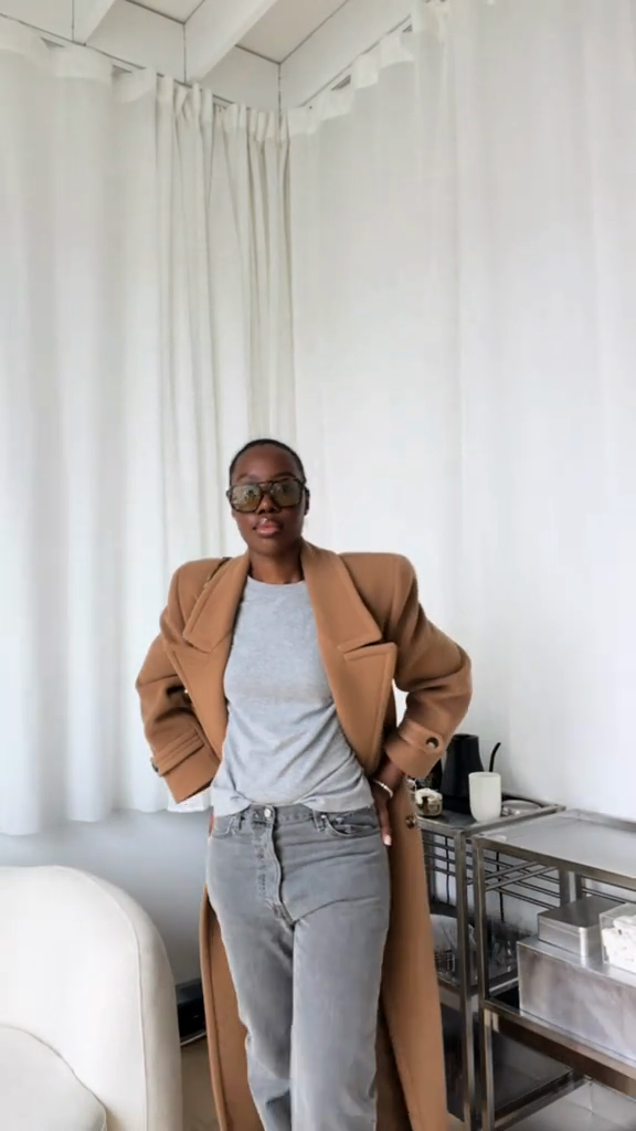 Camel long wool coat