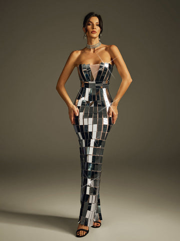 Strapless Mirror - Tile Evening Gown